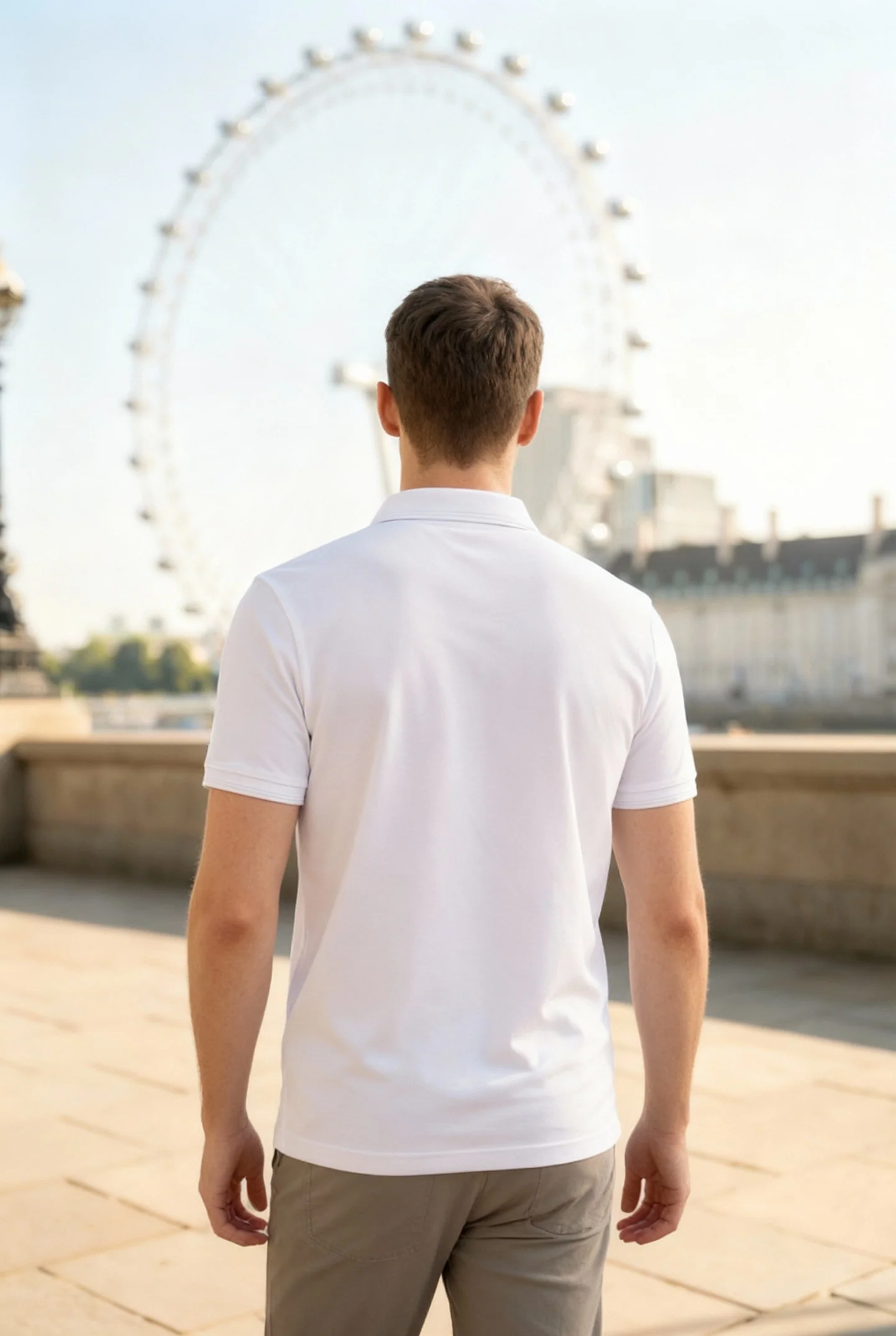 Men's White Dry Fit Polo T-Shirt Rover - Image 3