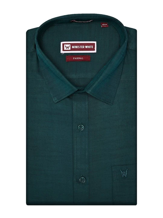 Men’s Premium Chambray Regular Fit Dark Green Shirt Farnal