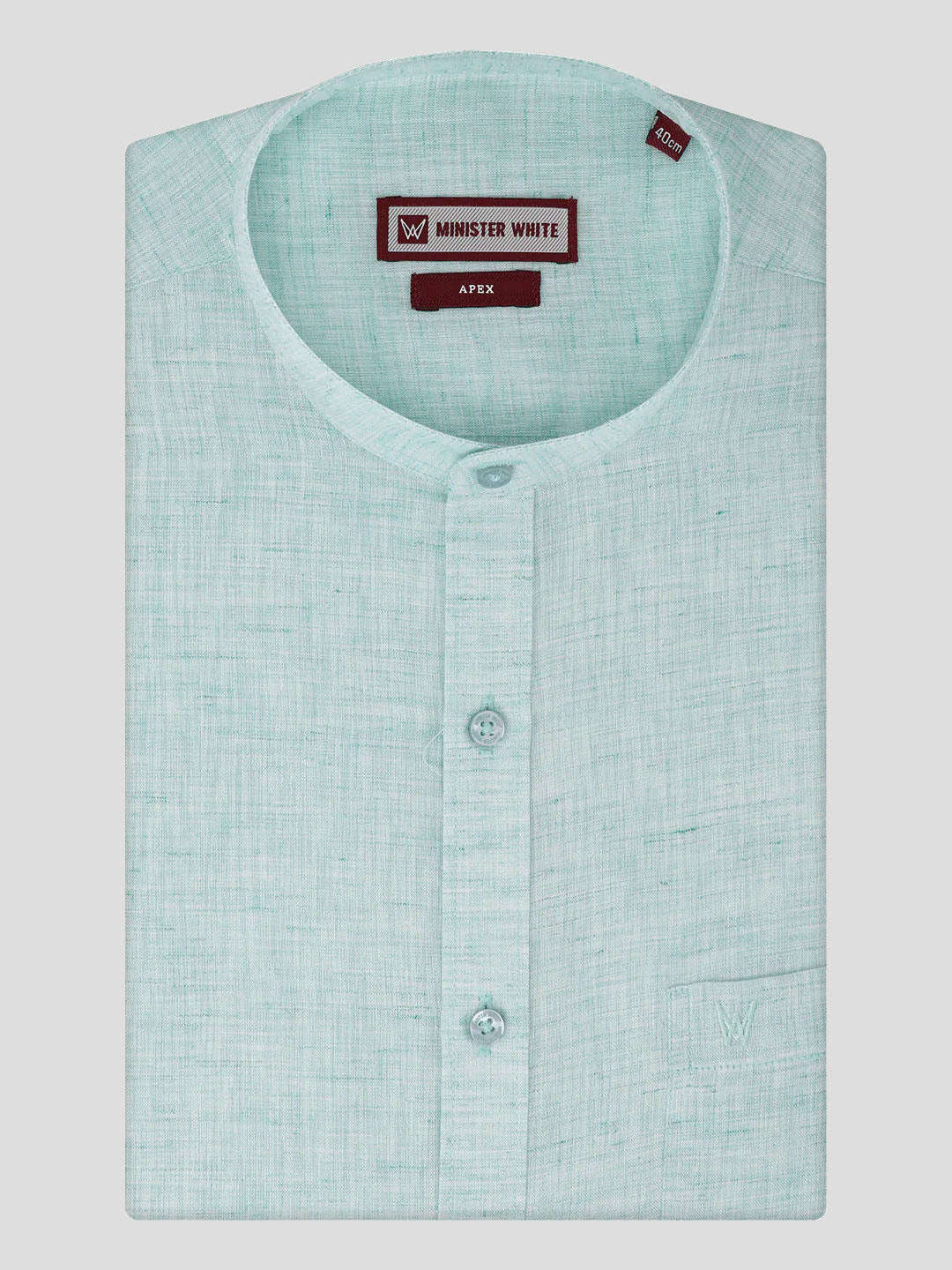Men's Sea Green Color Chinese Collar Regular Fit Full Sleeves Shirt Apex