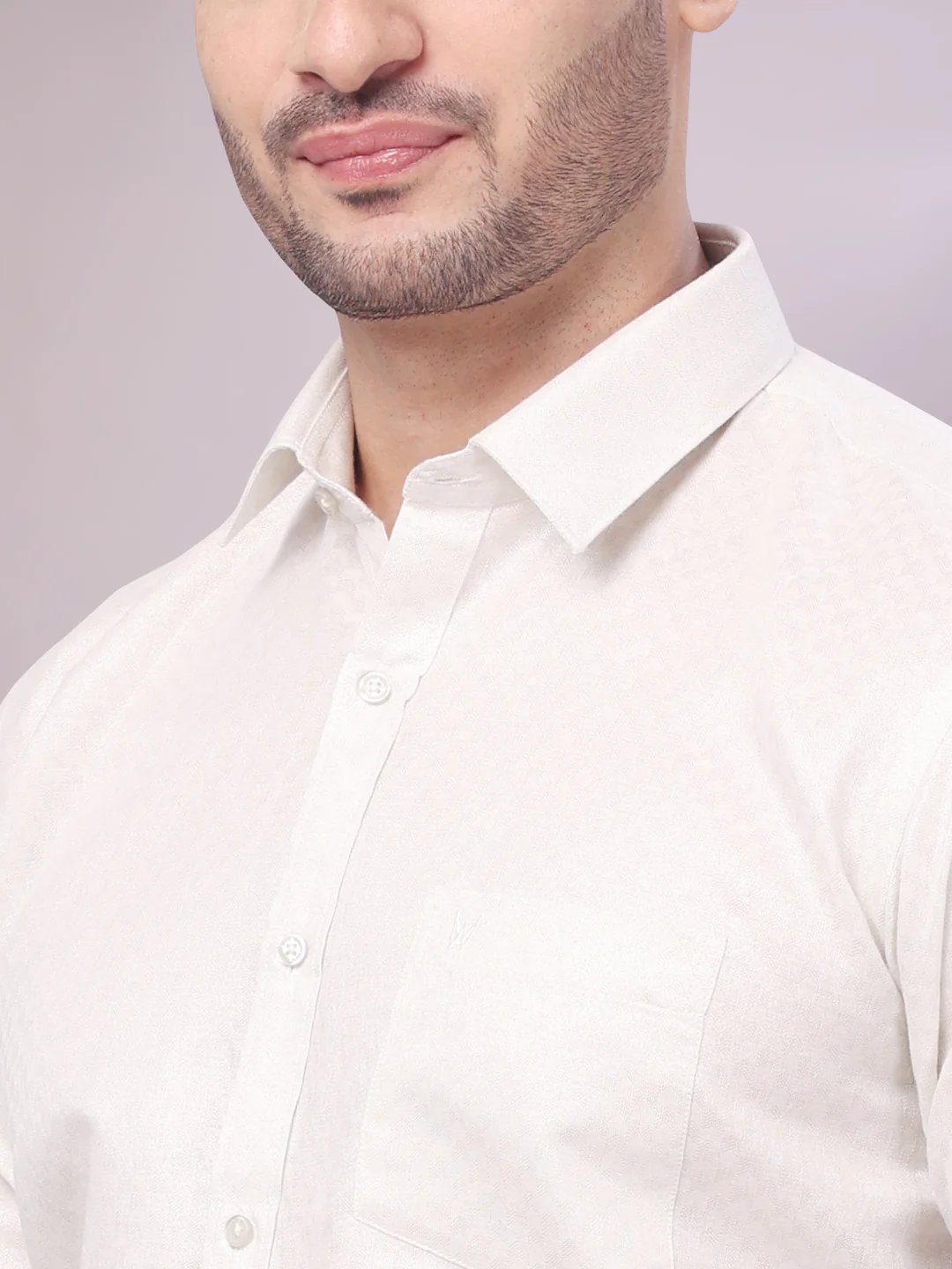 Men's Silver Colour Jacquard Shirt with Matching Flexi Dhoti Combo Zeebra - Image 7
