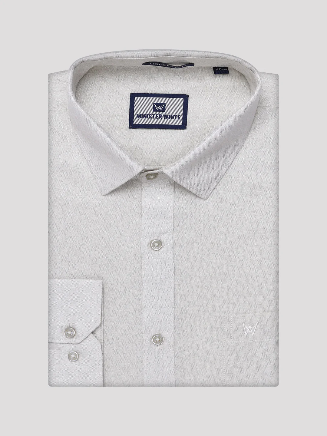 Men's Silver Colour Jacquard Shirt with Matching Flexi Dhoti Combo Zeebra - Image 9