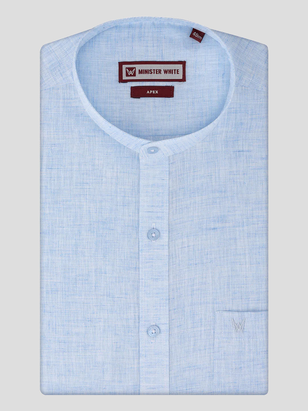 Men's Sky Blue Color Chinese Collar Regular Fit Full Sleeves Shirt Apex