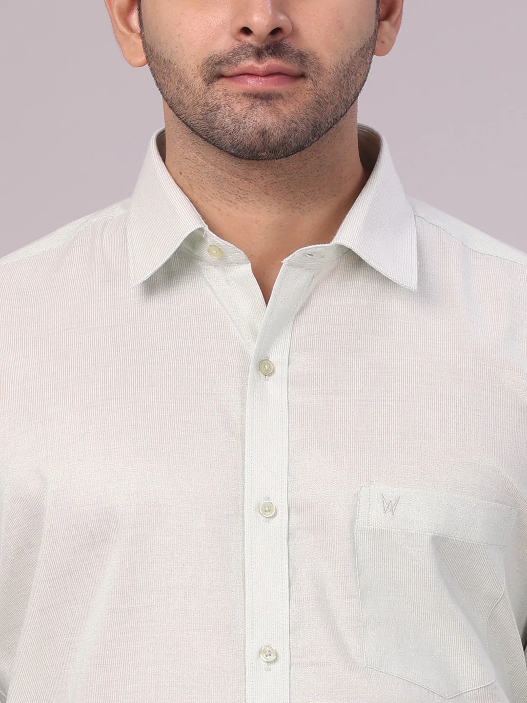 Men's Sky Green Tissue Stripe Shirt and Dhoti Combo with Jacquard Border Kane - Image 5