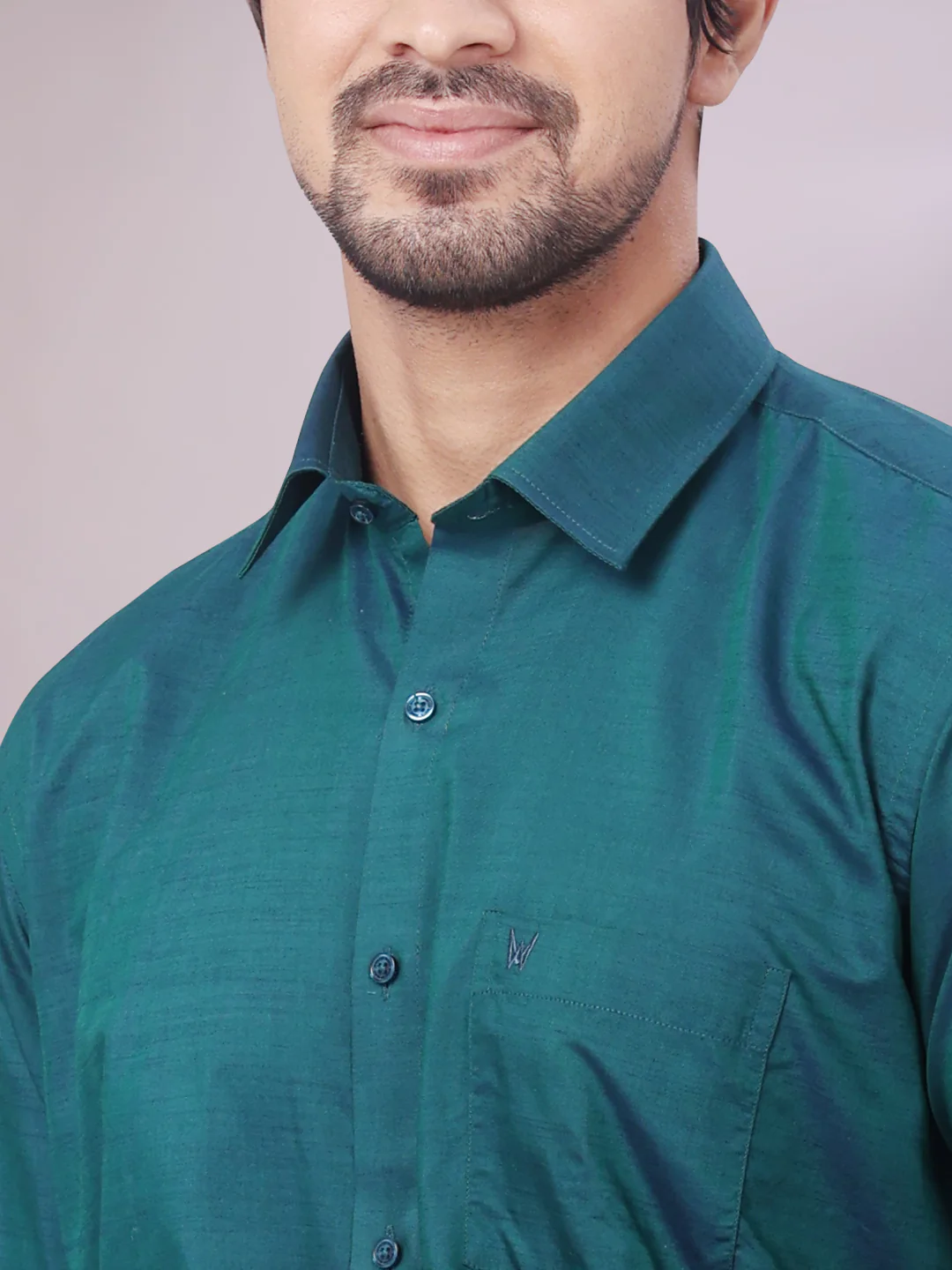 Men's Teal Green Shirt with Matching Border Dhoti Combo Pinto - Image 10