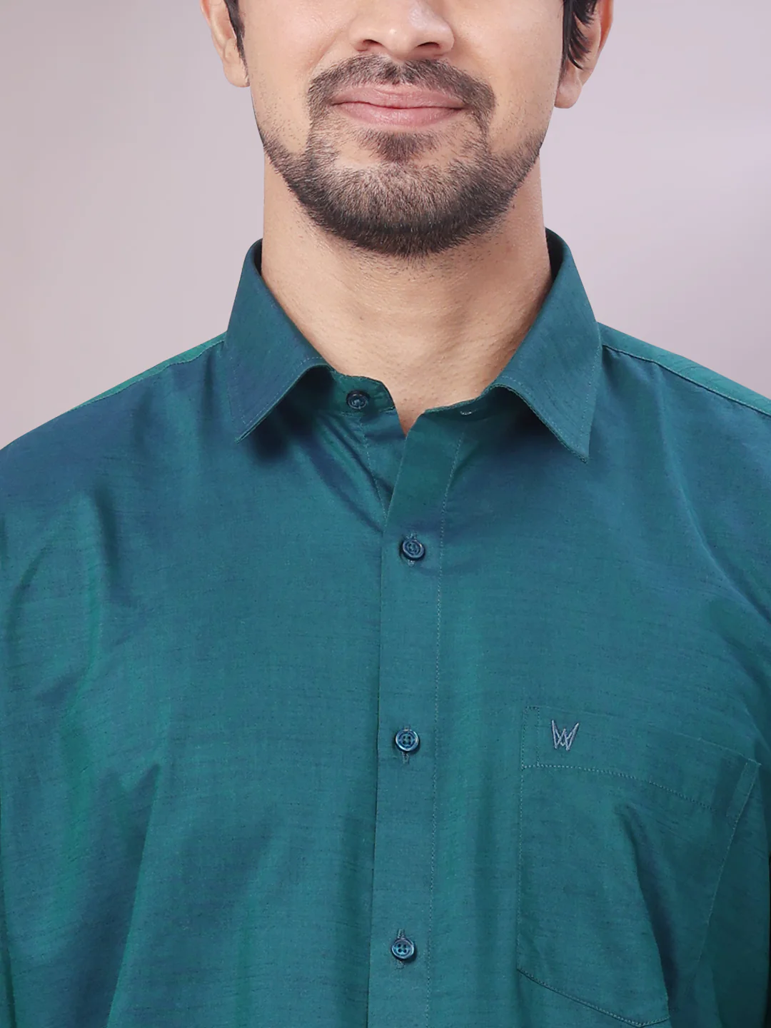 Men's Teal Green Shirt with Matching Border Dhoti Combo Pinto - Image 9