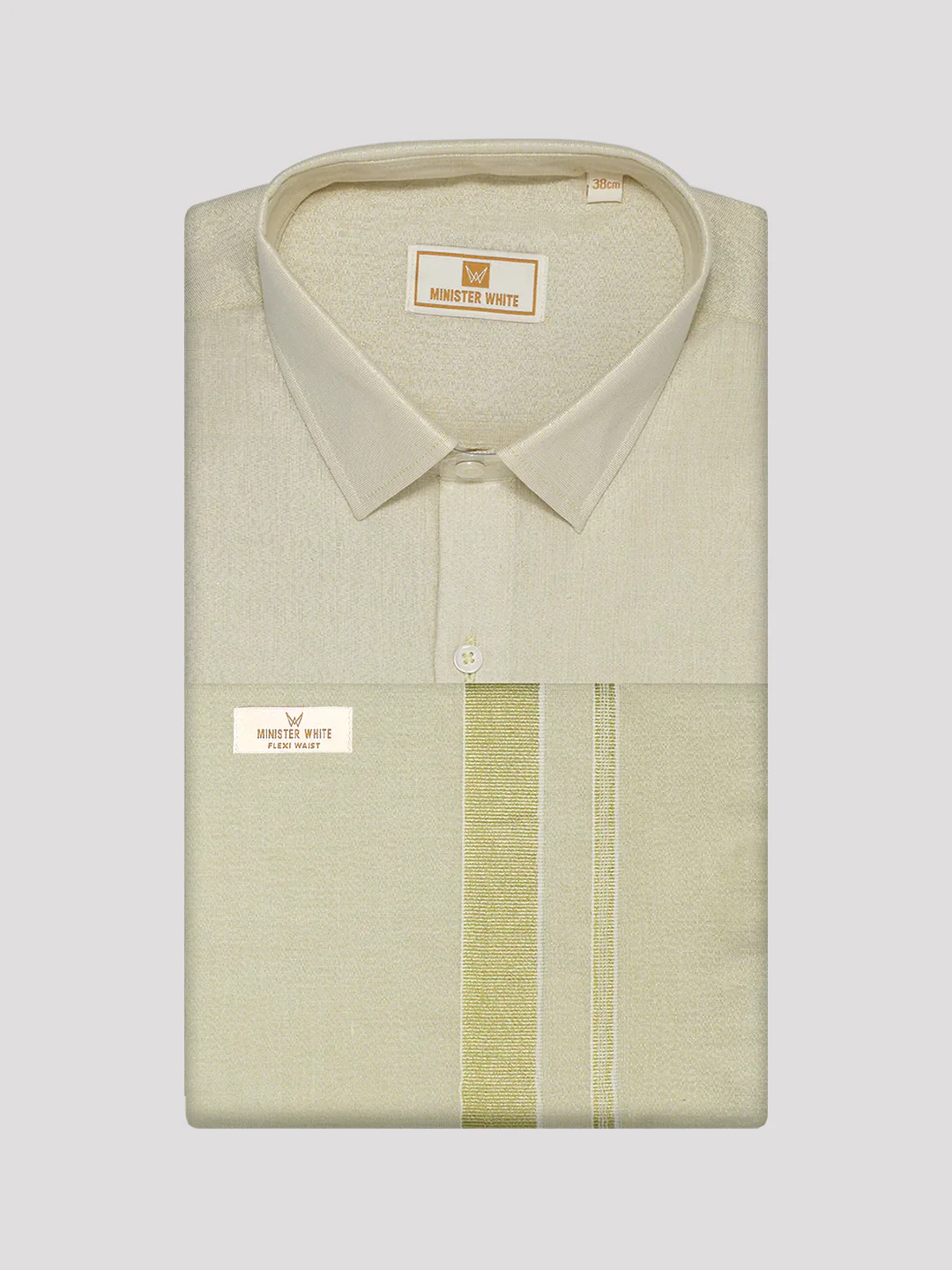 Men's Tissue Brass Color Flexi Dhoti Shirt Wedding Combo Maverick Flexi - Image 8