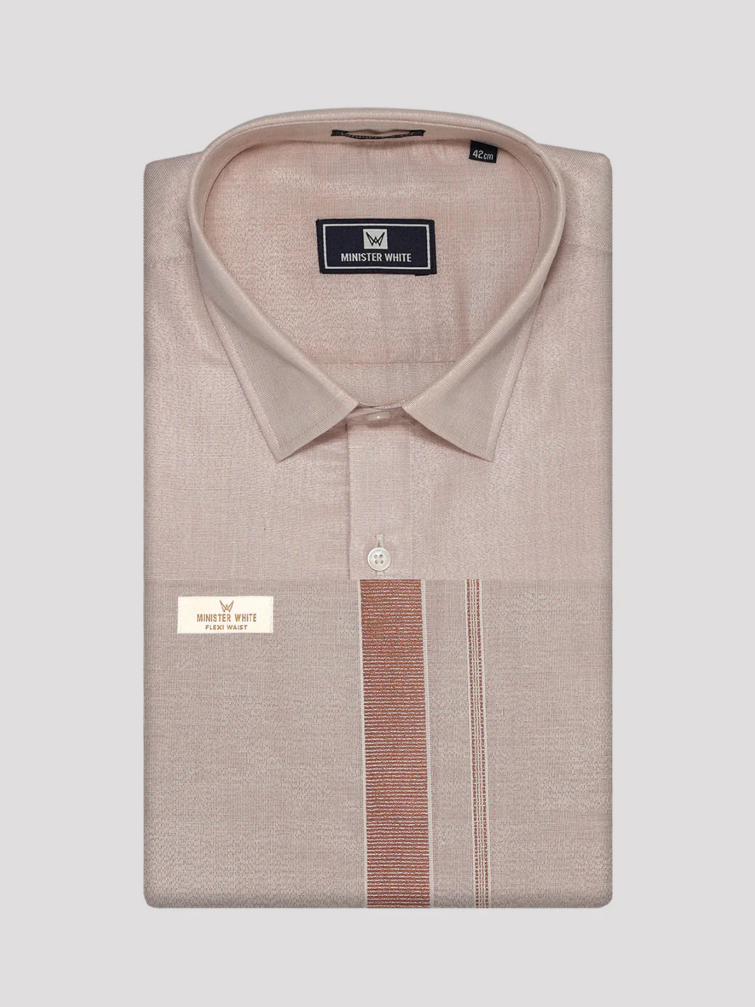 Men's Tissue Copper Color Flexi Dhoti Shirt Wedding Combo Maverick Flexi - Image 8