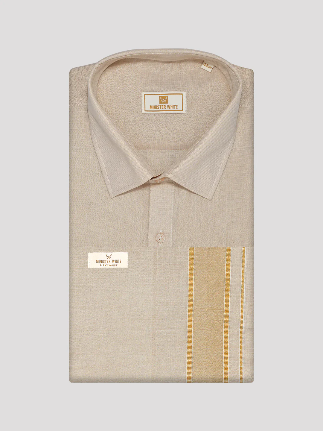 Men's Tissue Gold Color Flexi Dhoti Shirt Wedding Combo Maverick Flexi - Image 8