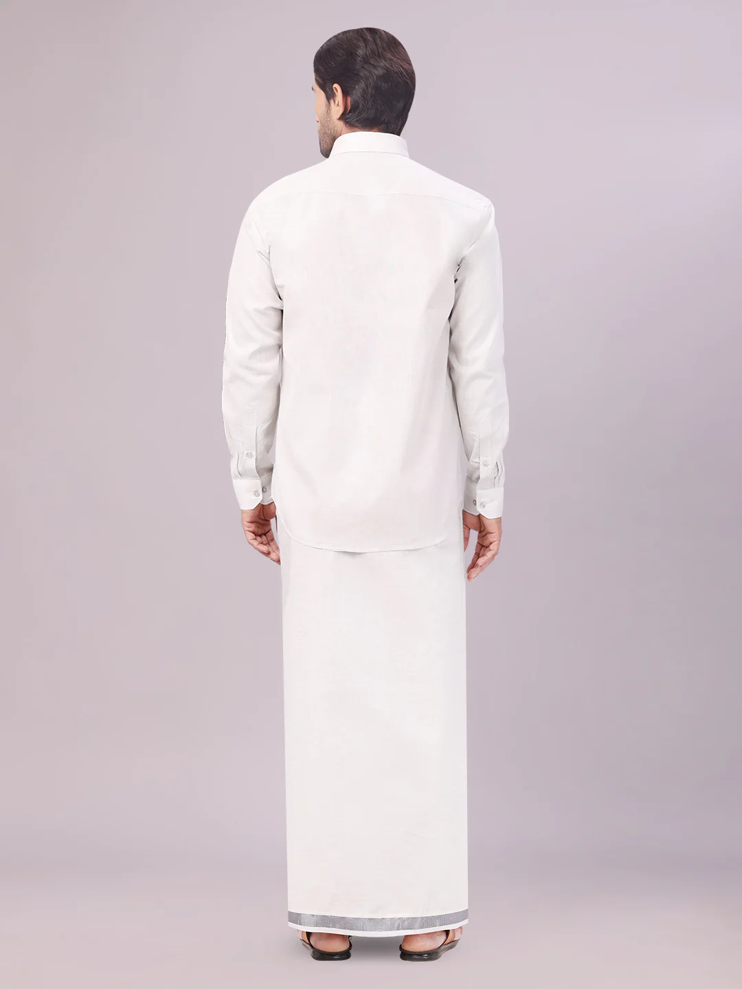 Men's Tissue Grey Color Dhoti Shirt Wedding Combo Maverick - Image 4