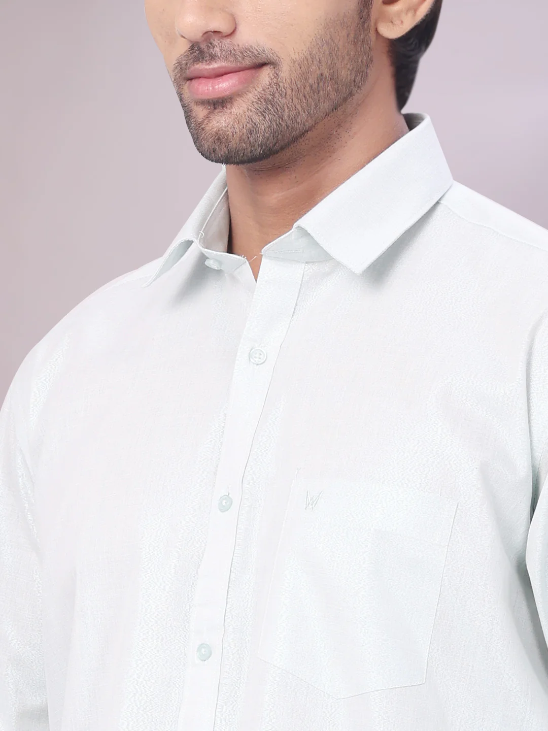 Men's Tissue Mint Blue Color Dhoti Shirt Wedding Combo Maverick - Image 6