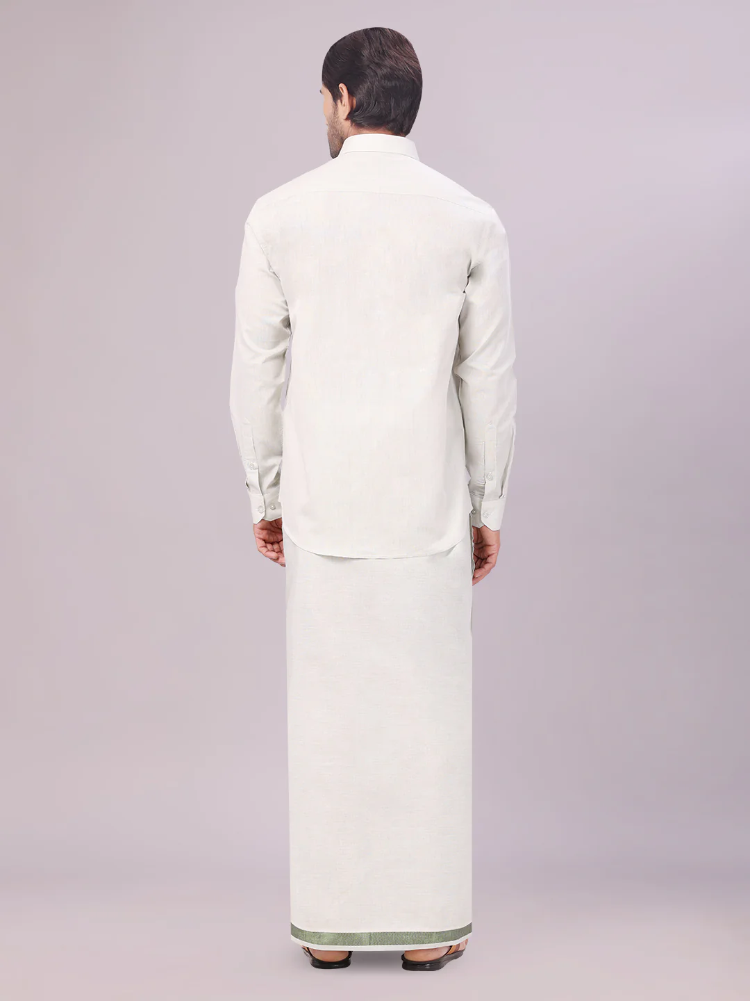 Men's Tissue Olive Green Color Flexi Dhoti Shirt Wedding Combo Maverick Flexi - Image 5