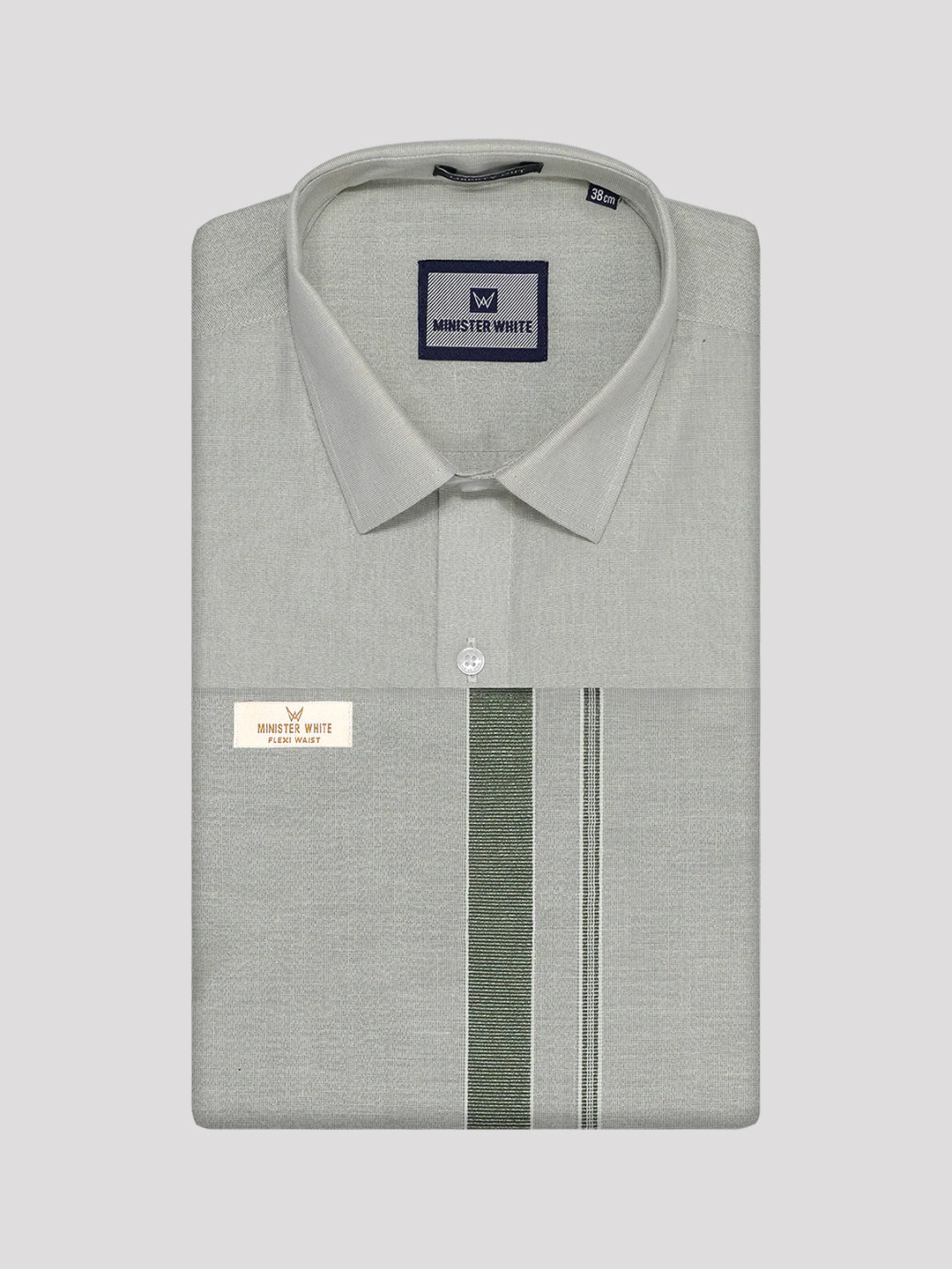Men's Tissue Olive Green Color Flexi Dhoti Shirt Wedding Combo Maverick Flexi - Image 8