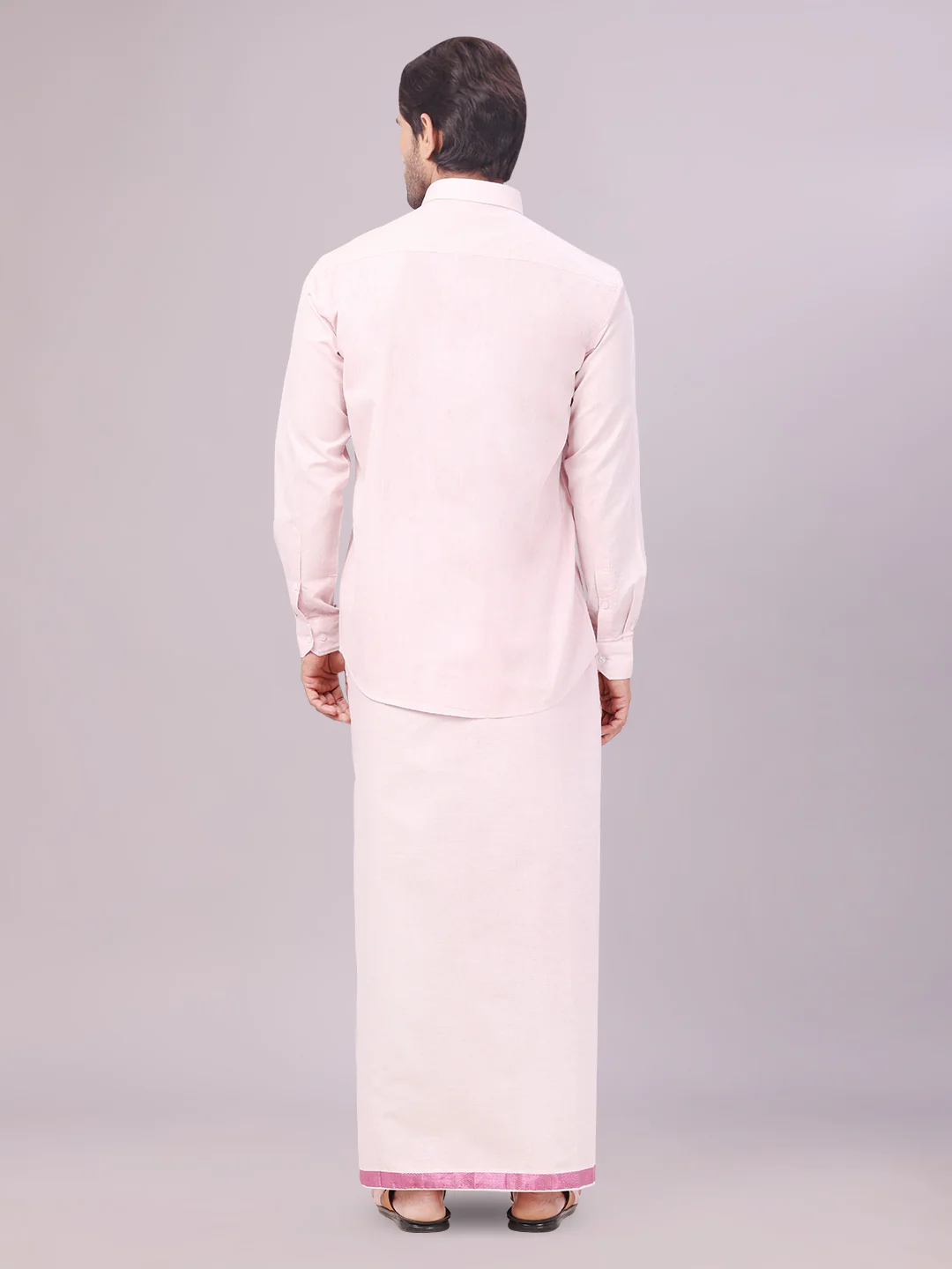 Men's Tissue Rose Color Dhoti Shirt Wedding Combo Maverick - Image 4