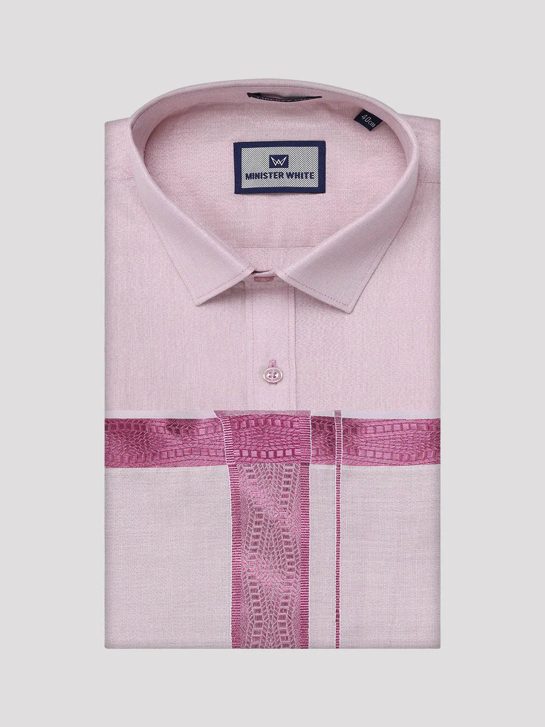 Men's Tissue Rose Shirt with Jacquard Fancy Border Dhoti Wedding Combo Nios - Image 7