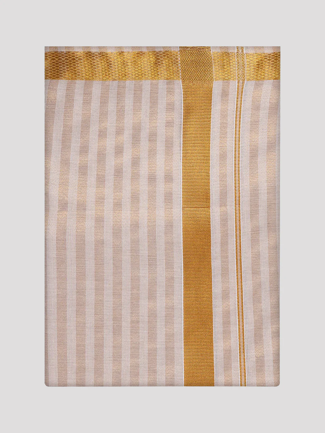 Men's Tissue Stripes Gold Shirt & Jari Border Dhoti Wedding Combo Finely - Image 7