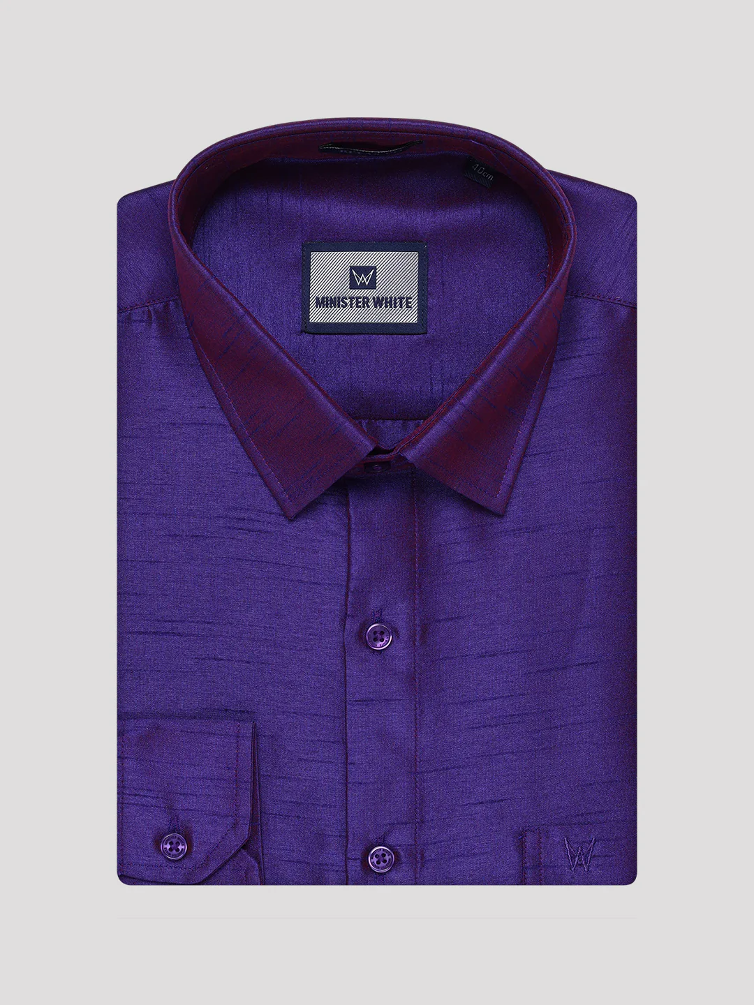 Men's Violet Dupion Satin Color Shirt with Matching Border Flexi Dhoti Combo Gora Flexi - Image 9