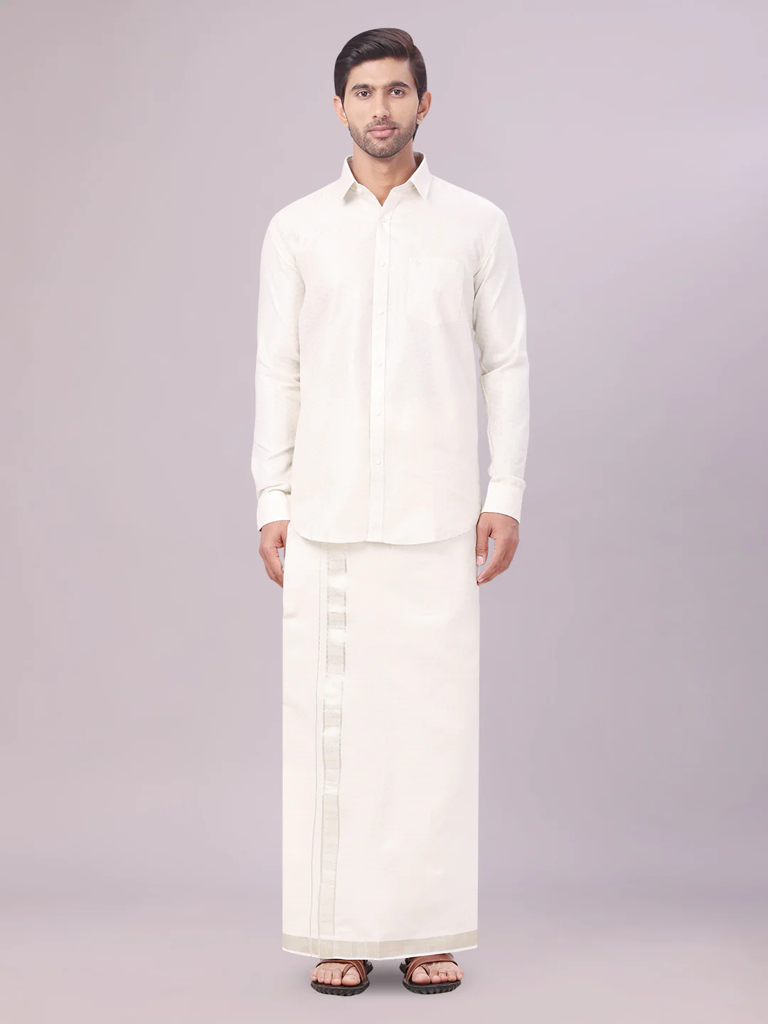 Men's Water Tissue Jacquard Shirt with Matching Dhoti Combo Zeus