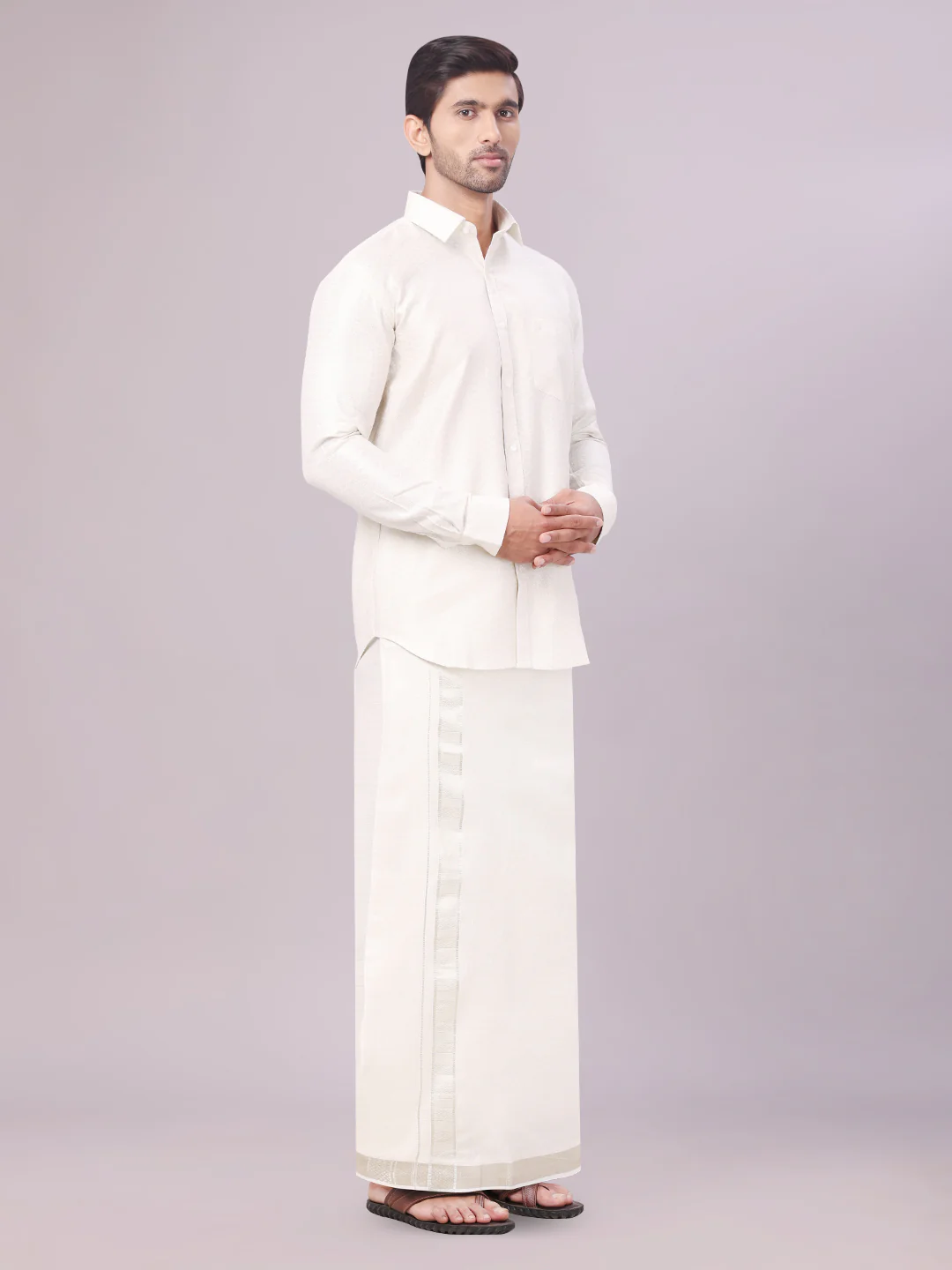 Men's Water Tissue Jacquard Shirt with Matching Dhoti Combo Zeus - Image 2