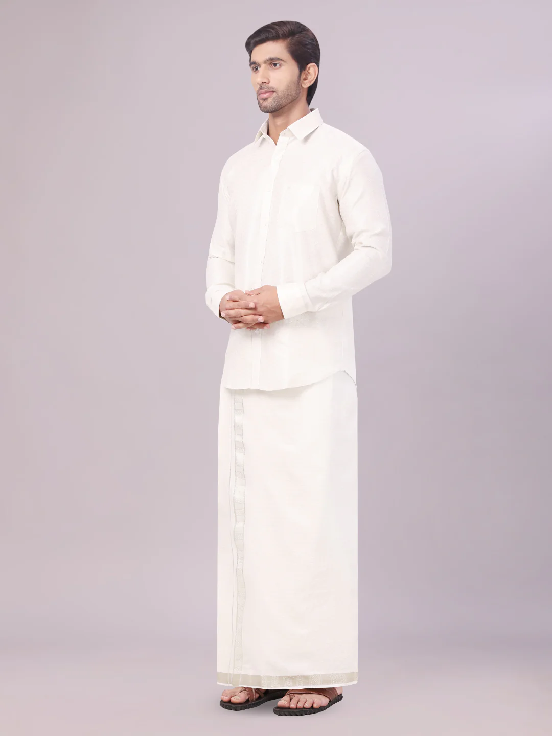 Men's Water Tissue Jacquard Shirt with Matching Dhoti Combo Zeus - Image 3