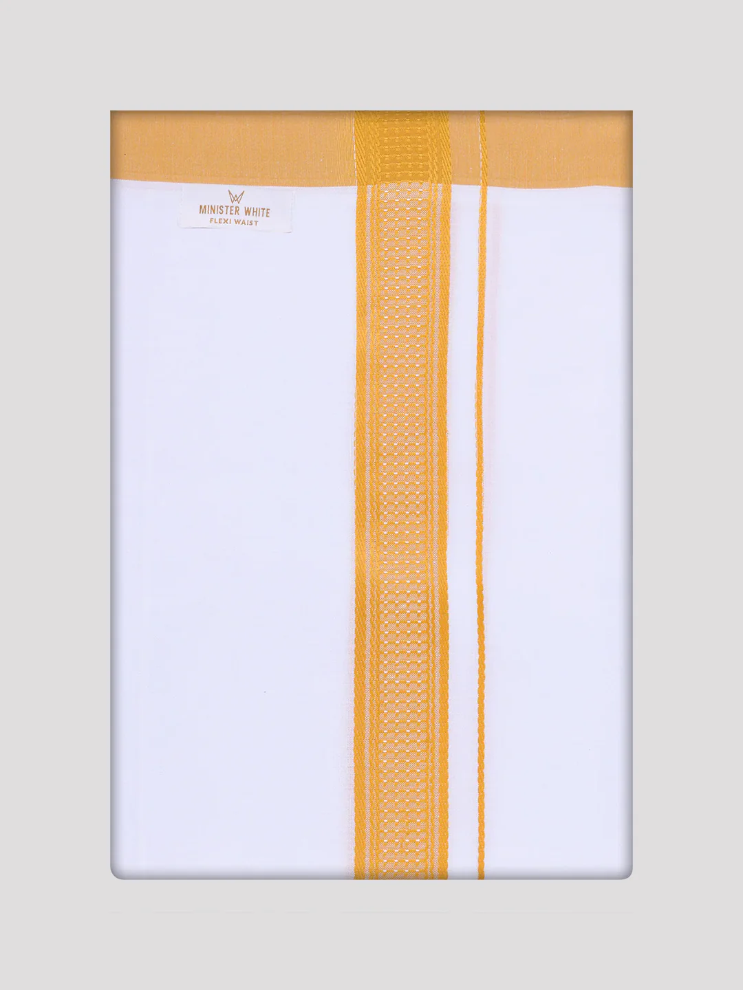 Men's Yellow Dupion Satin Color Shirt with Matching Border Flexi Dhoti Combo Gora Flexi - Image 9