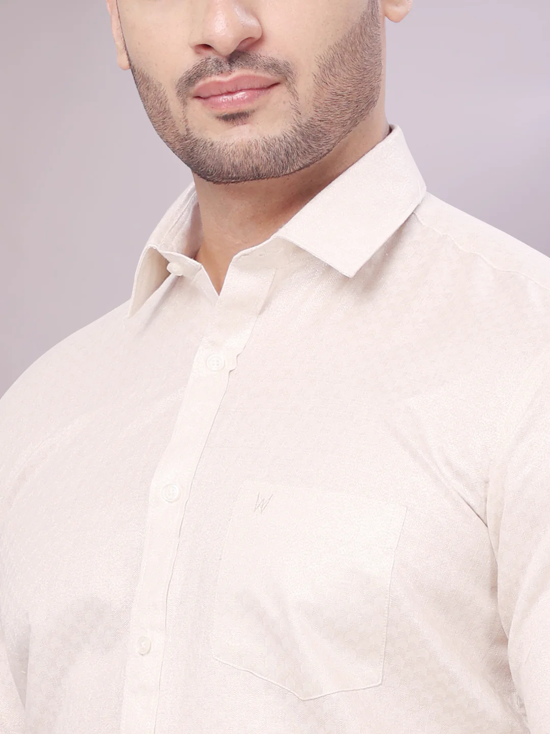 Mens Almond Tissue Jacquard Shirt with Matching Dhoti Combo Zeebra - Image 5