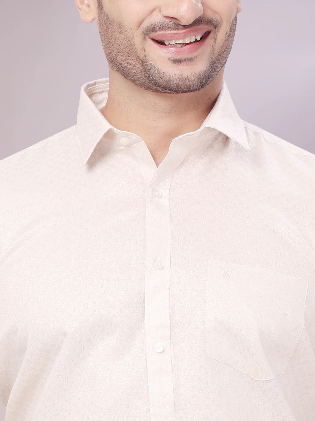Mens Almond Tissue Jacquard Shirt with Matching Dhoti Combo Zeebra - Image 6