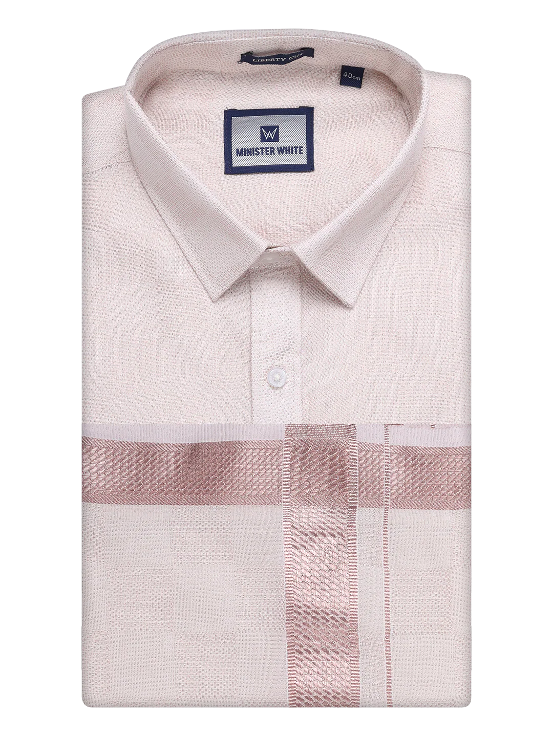 Men's Almond Tissue Jacquard Shirt with Matching Dhoti Combo Zeus - Image 7