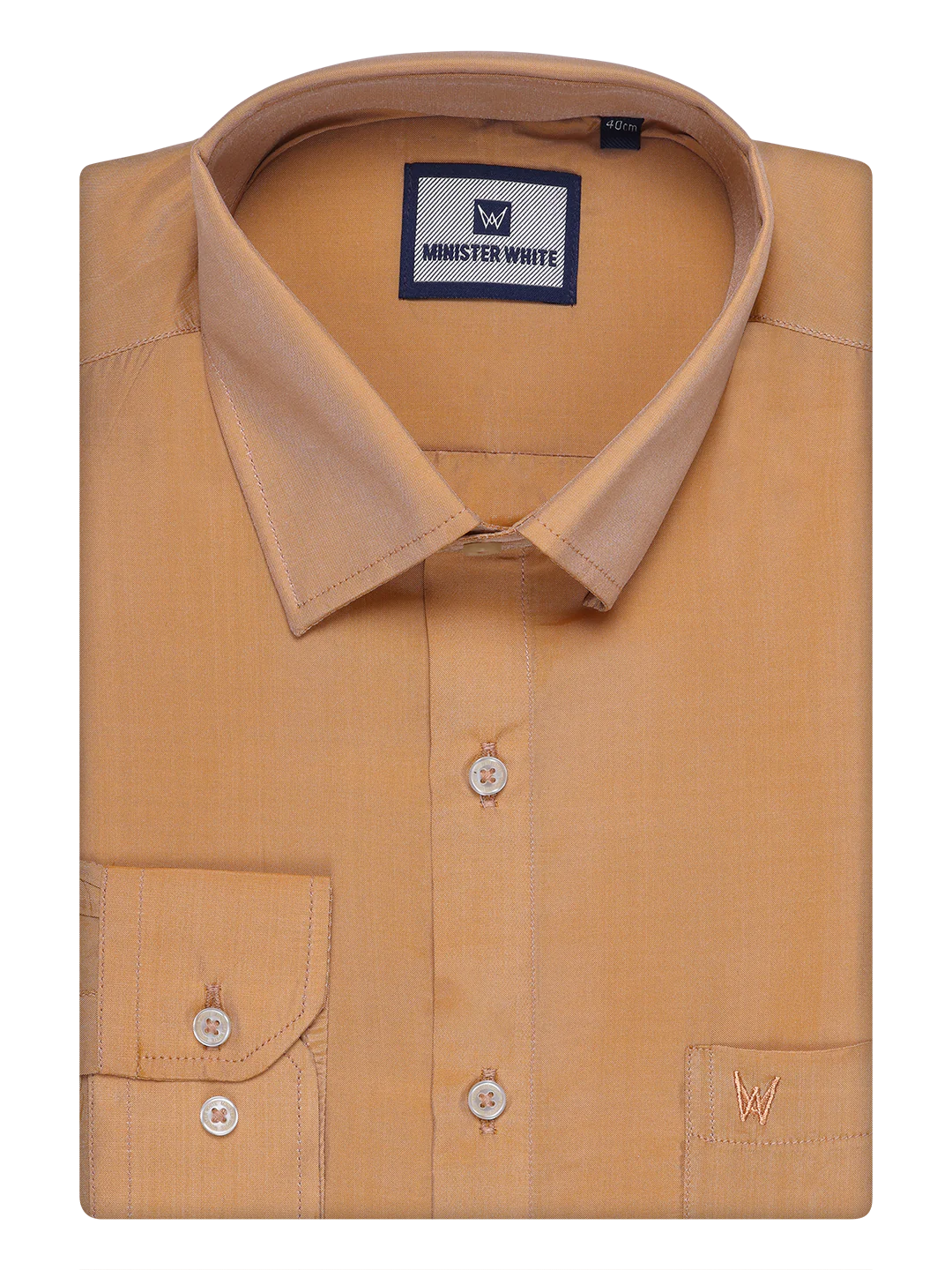 Mens Art Silk Dark Gold Full Sleeves Shirt with 3" Gold Jari Border Dhoti Combo Mangal - Image 6