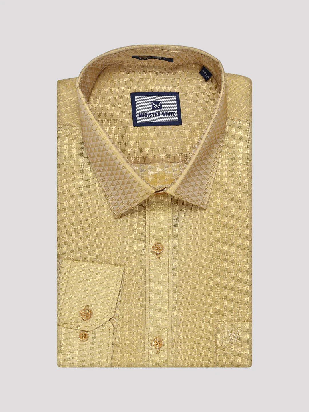 Mens Art Silk Mango Gold Full Sleeves Shirt with 2 1/2" Jari Border Dhoti Combo Nautica - Image 6