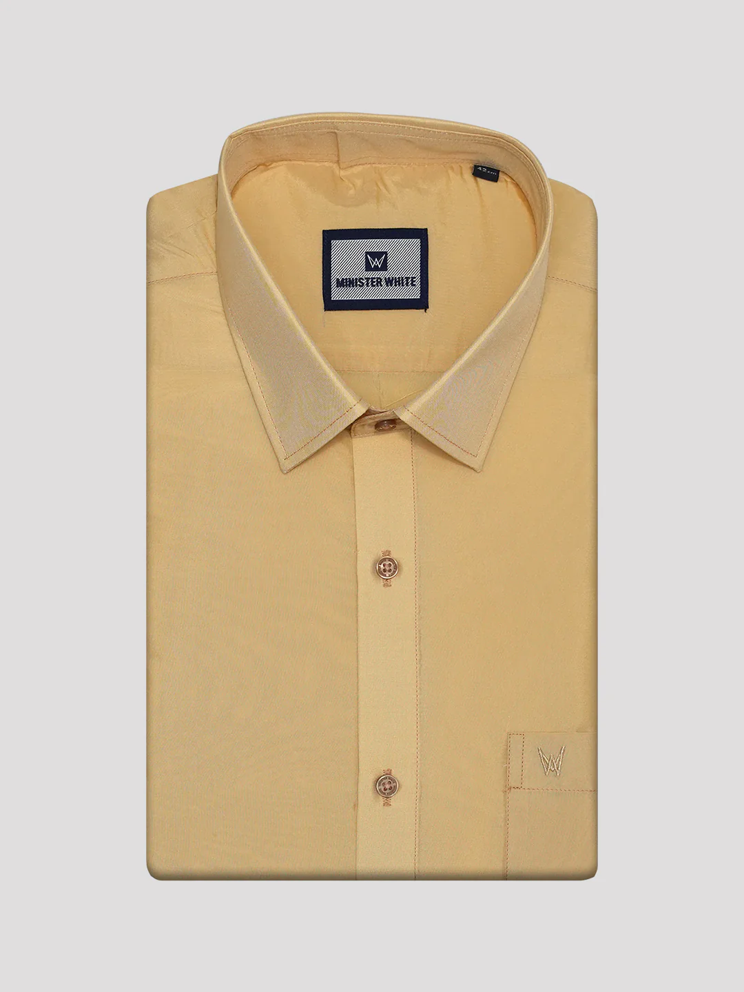 Mens Art Silk Medium Gold Full Sleeves Shirt with Gold Jari Border Dhoti Combo Finesse - Image 8