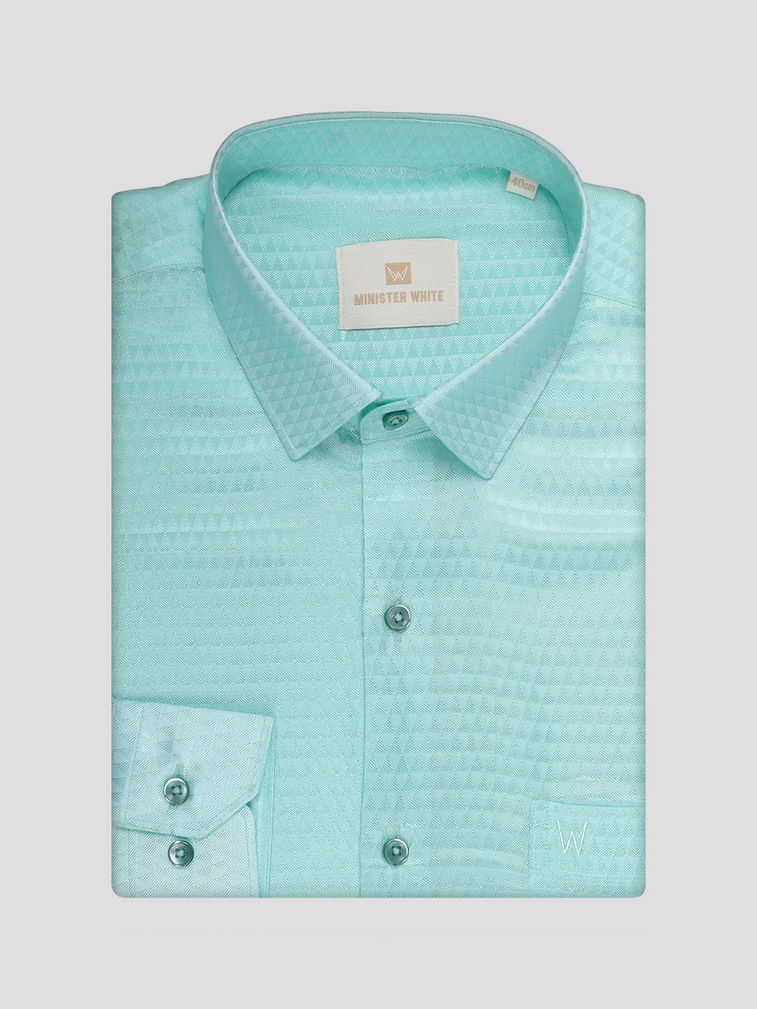 Mens Art Silk Mint Full Sleeves Shirt with 2 1/2" Copper Jari Border Dhoti Combo Nautica - Image 8