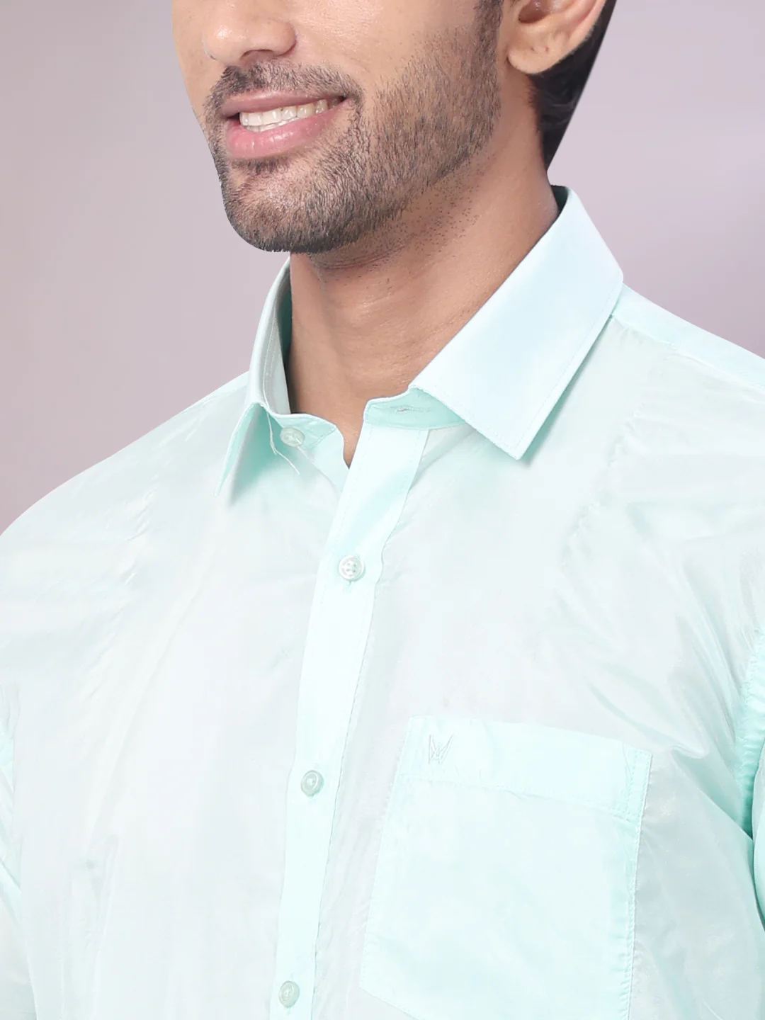 Mens Art Silk Mint Leaf Full Sleeves Shirt with Gold Jari Border Dhoti Combo Finesse - Image 6