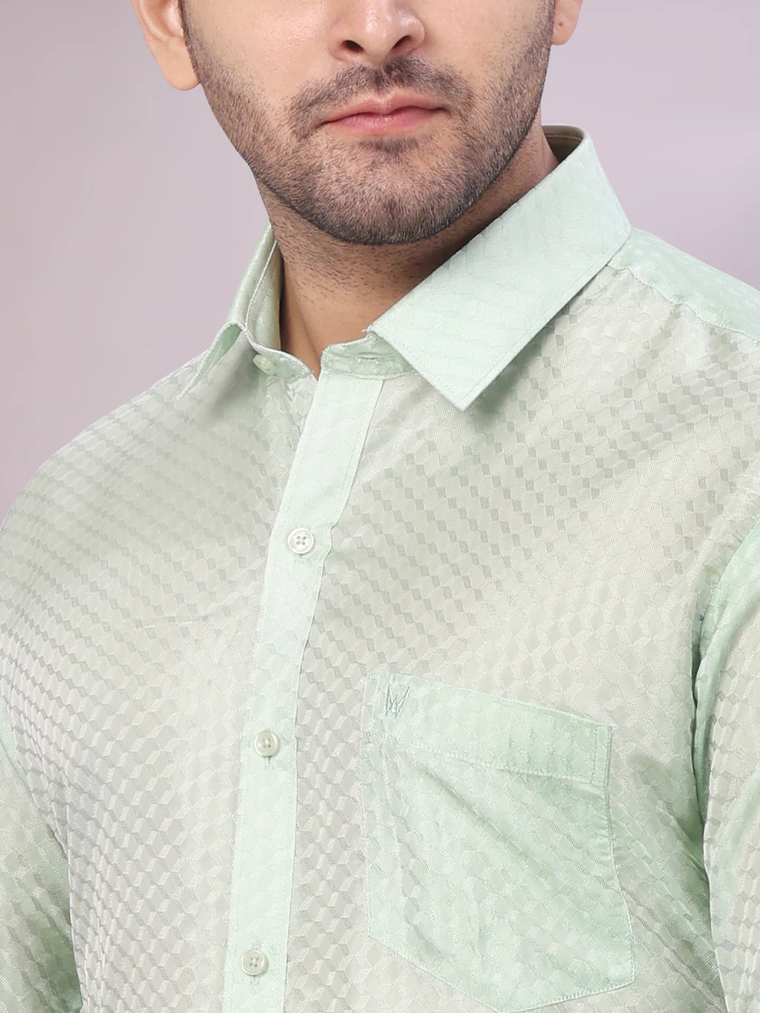Men's Art Silk Pista Full Sleeves Shirt with 2 1/2" Copper Jari Border Dhoti Combo Nautica - Image 5