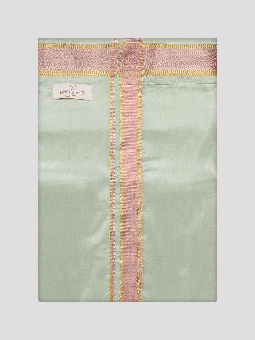 Mens Art Silk Pista Green Full Sleeves Shirt with Gold Jari Border Flexi Dhoti Combo Finesse - Image 10