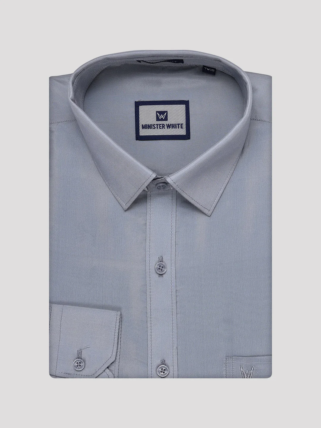 Mens Art Silk Steel Grey Full Sleeves Shirt with Silver Jari Border Dhoti Combo Finesse - Image 8