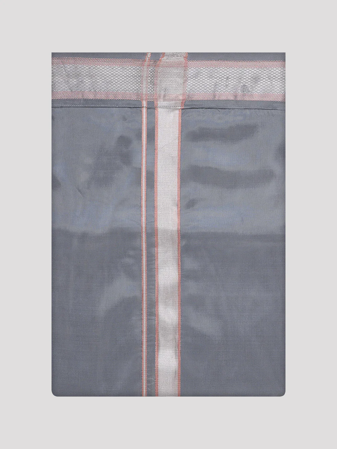 Mens Art Silk Steel Grey Full Sleeves Shirt with Silver Jari Border Dhoti Combo Finesse - Image 9