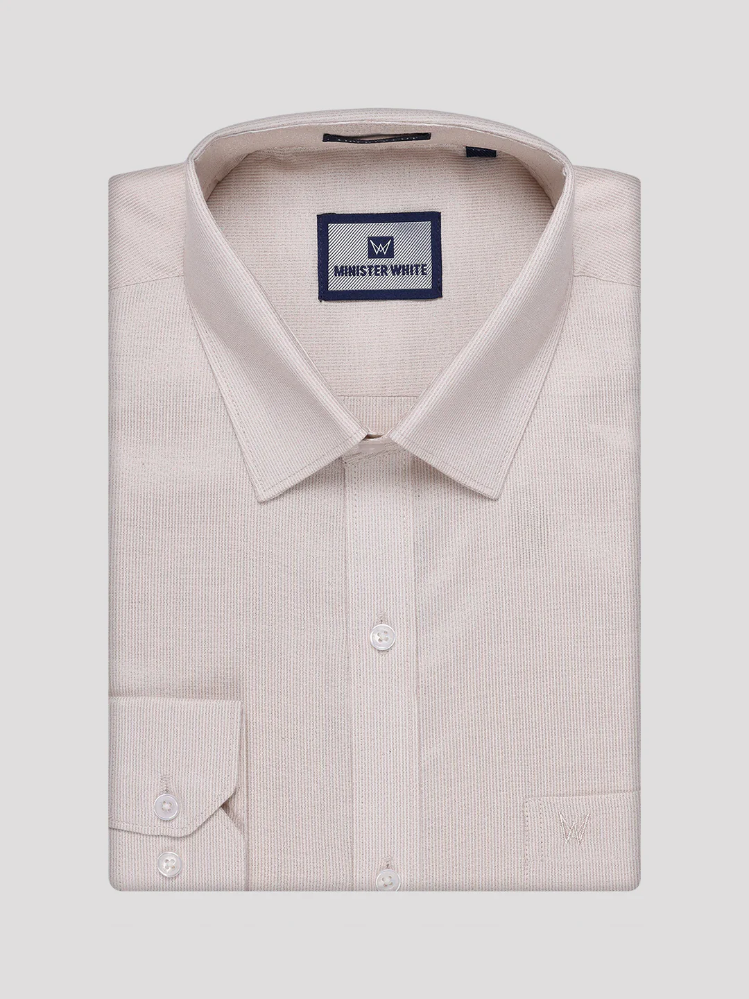 Mens Beige Tissue Stripe Shirt and Dhoti Combo with Jacquard Border Kane - Image 6