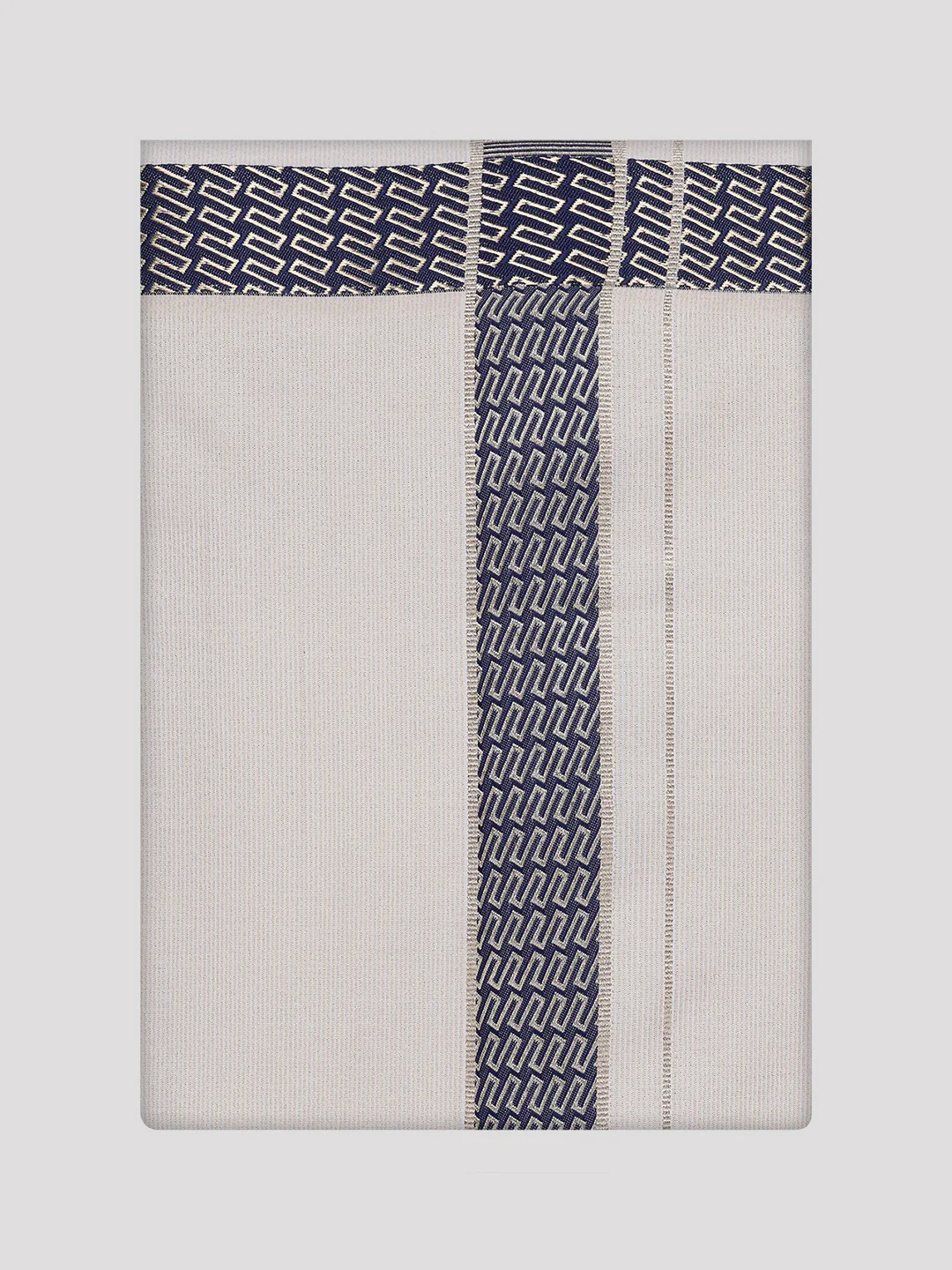 Mens Beige Tissue Stripe Shirt and Dhoti Combo with Jacquard Border Kane - Image 7