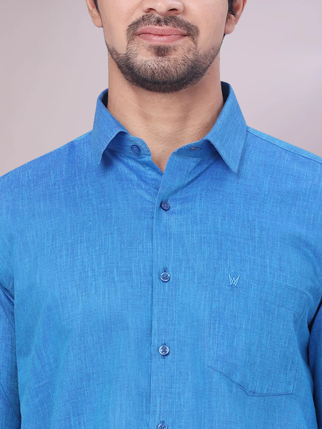 Mens Blue Colour Shirt with Matching Fancy Border Dhoti Combo Lemax - Image 9