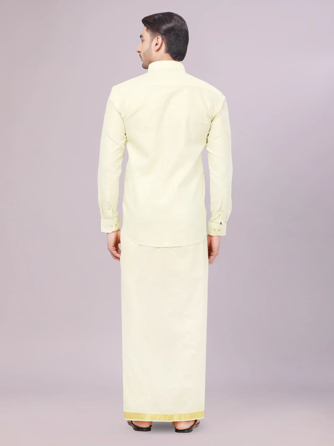 Mens Brass Tissue Jacquard Shirt with Matching Dhoti Combo Zeebra - Image 4