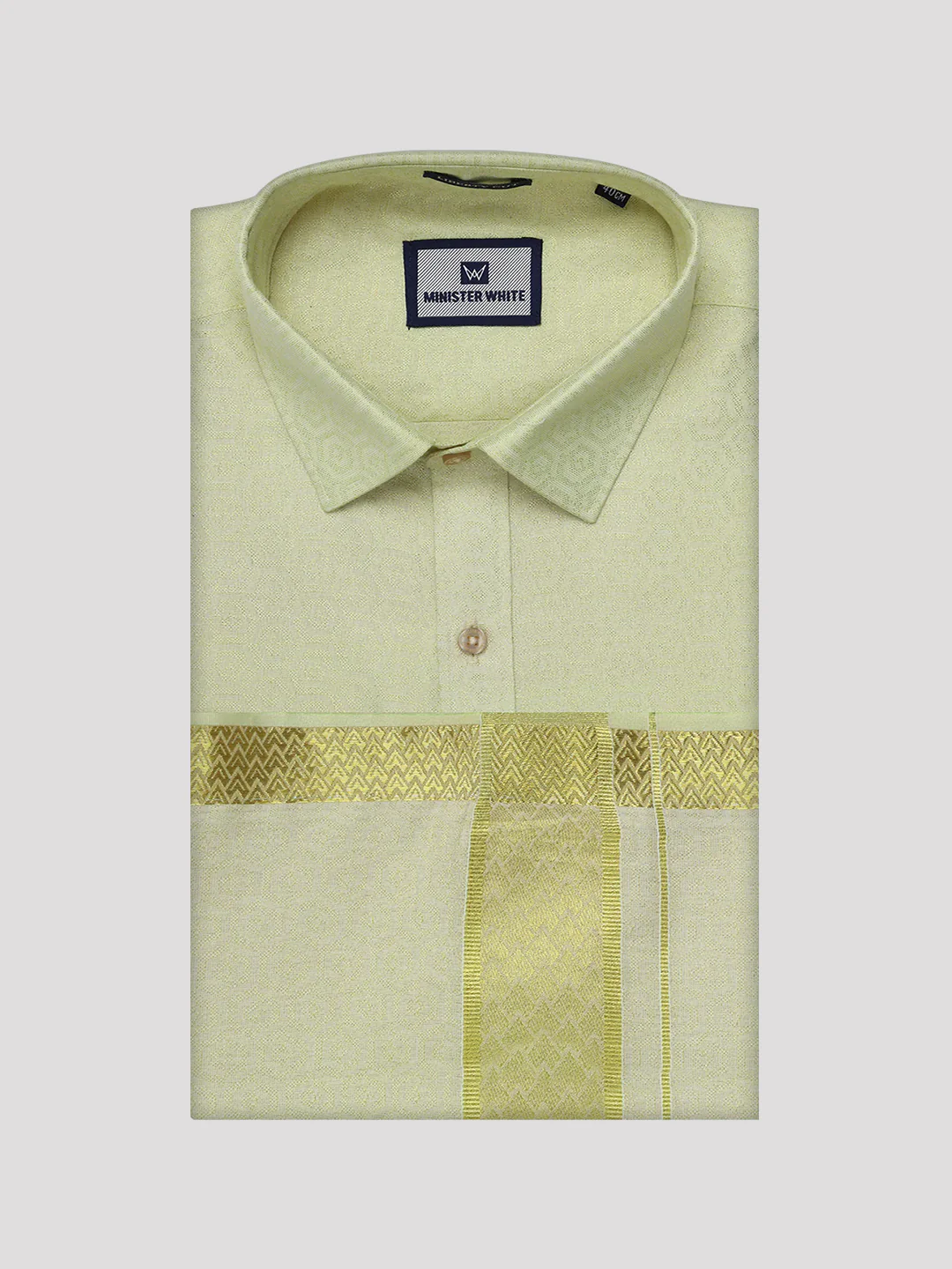 Mens Brass Tissue Jacquard Shirt with Matching Dhoti Combo Zeebra - Image 7