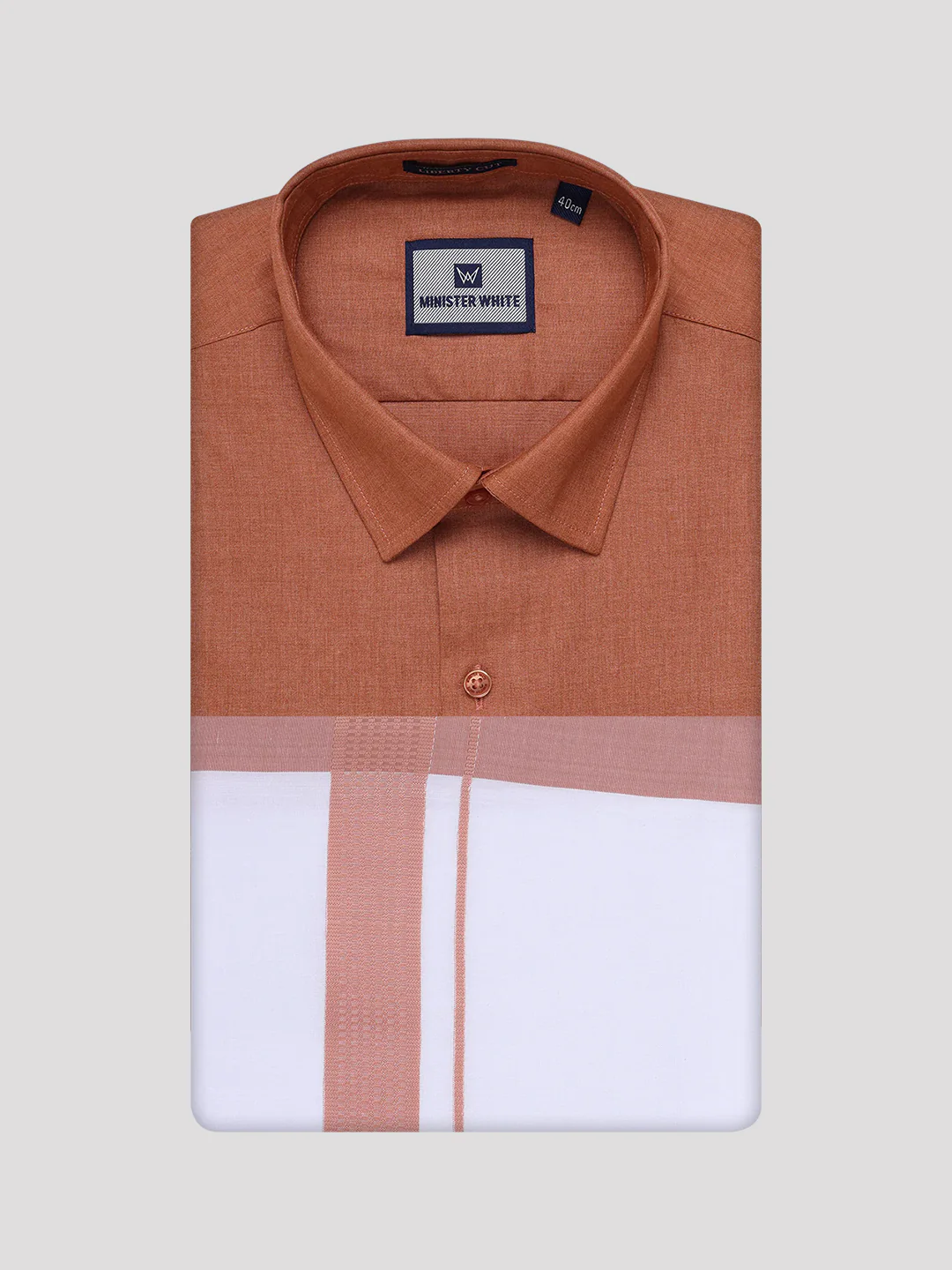 Mens Brown Color Shirt with Matching Border Dhoti Combo Casper - Image 9