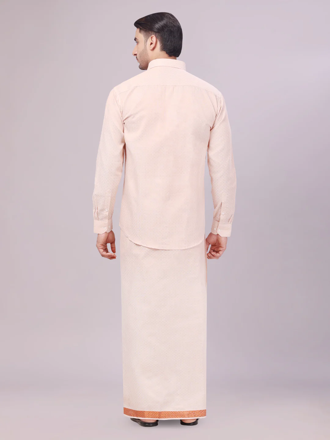 Mens Copper Tissue Jacquard Shirt with Matching Flexi Dhoti Combo Zeebra - Image 5