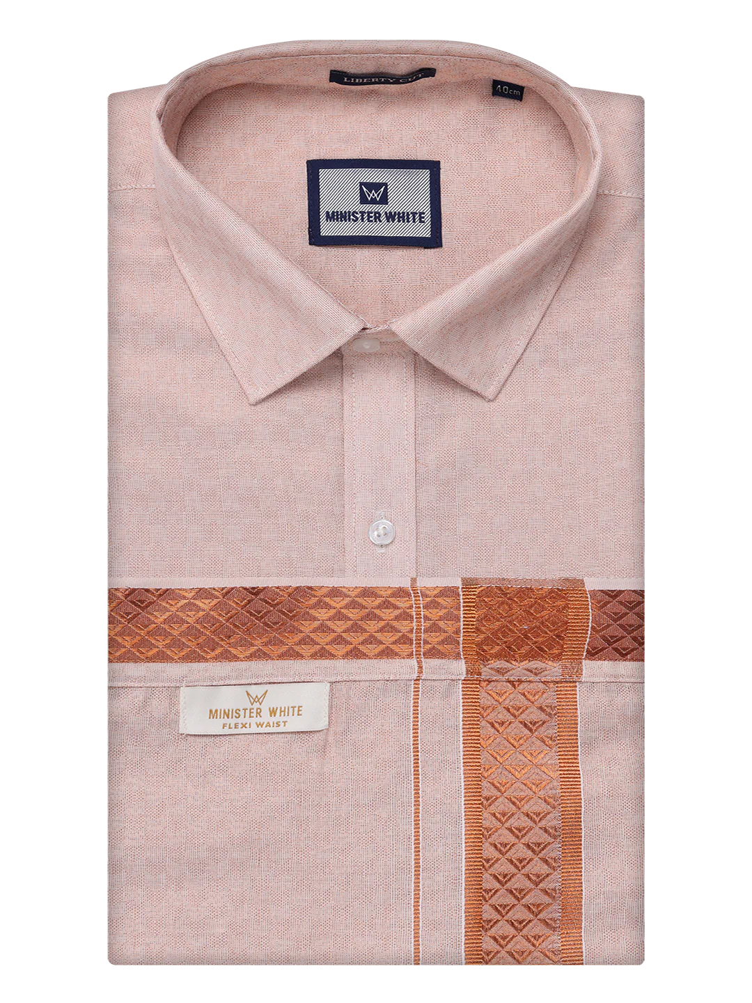 Mens Copper Tissue Jacquard Shirt with Matching Flexi Dhoti Combo Zeebra - Image 8