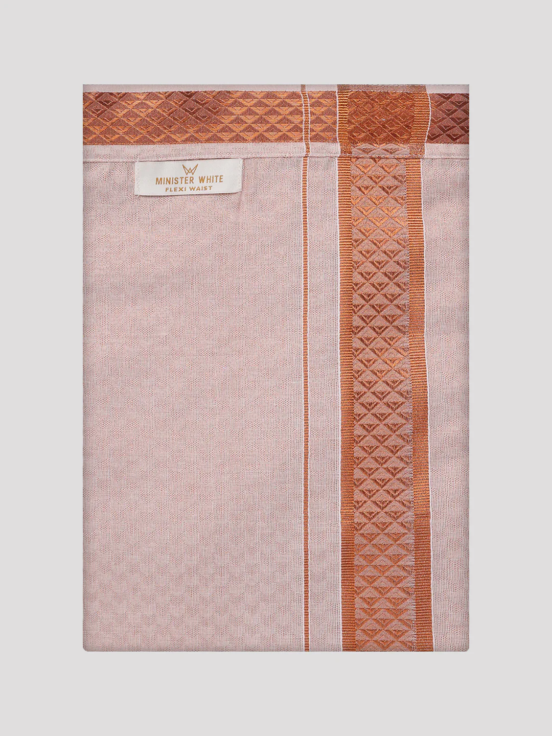 Mens Copper Tissue Shirt and Dhoti Set with Intricate Jacquard Border Plum - Image 7