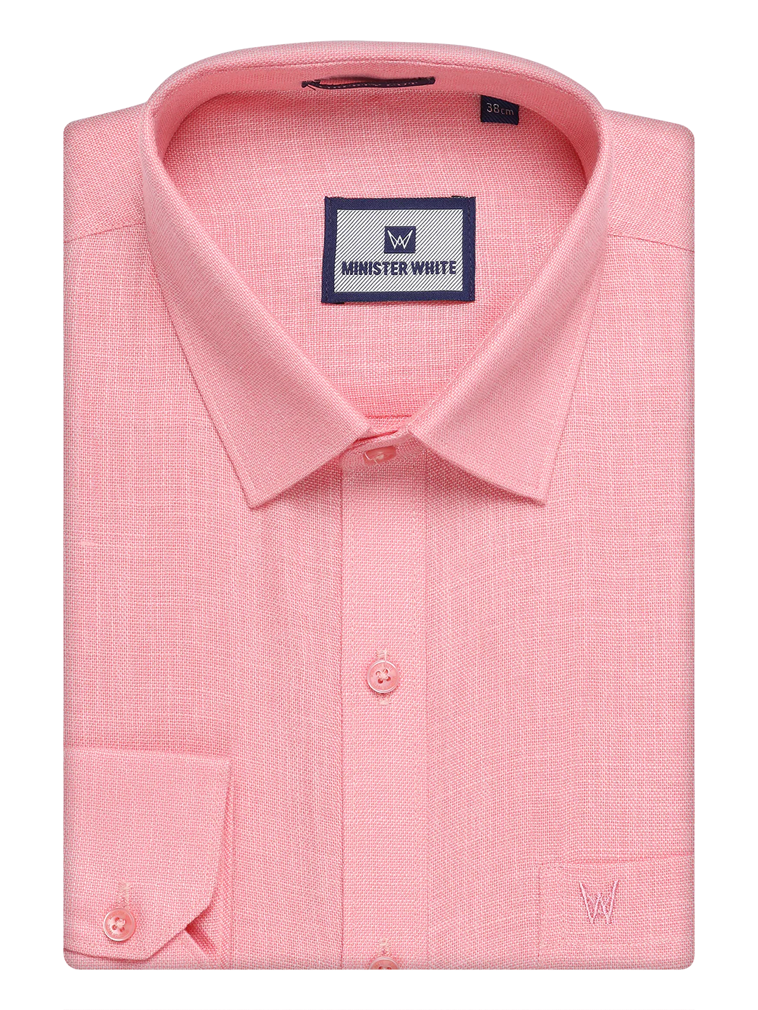 Mens Coral Pink Shirt with Matching jacquard Weave Border Dhoti Combo Marsh - Image 10