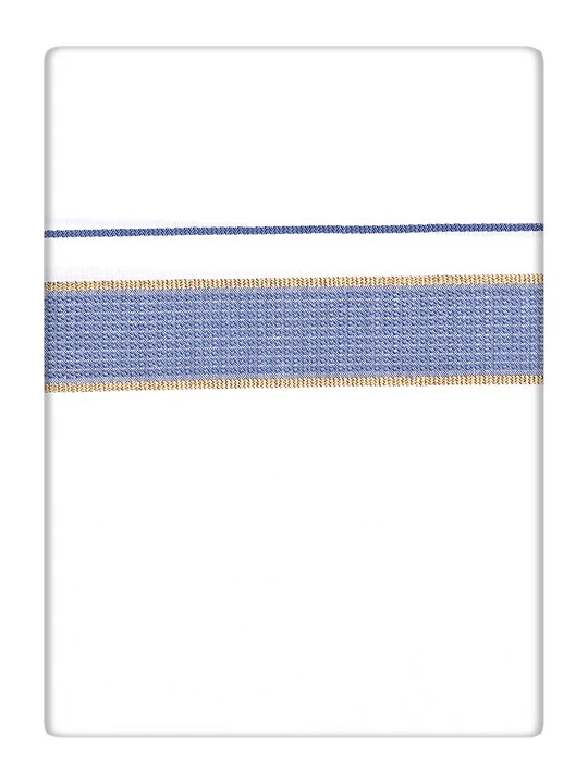 Men's Cotton Blue Color Regular Fit Shirt with Matching Border Dhoti Impress Print - Image 3
