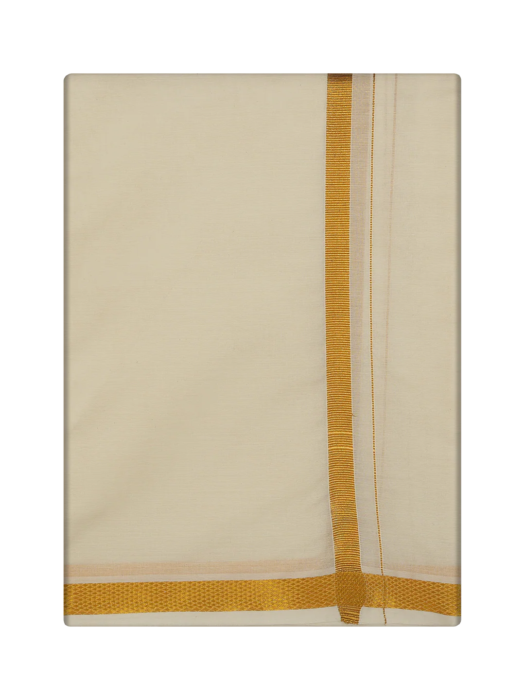 Men's Cotton Cream 3/4" Gold Jari Panchakacham & Angavastram Set Sigma
