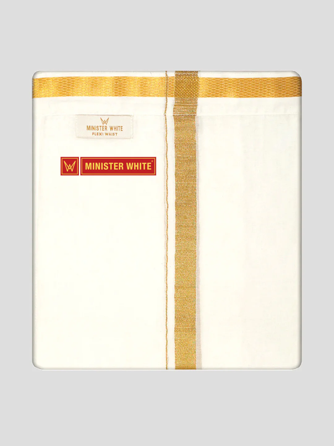Mens Cotton Cream Single Layered with Gold Jari Velcro Pocket Dhoti - Trigger