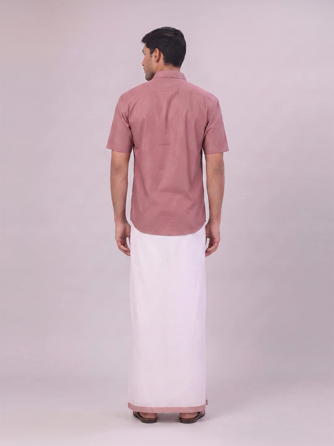 Mens Cotton Dark Pink Matching Shirt and Dhoti Combo Luster - Image 8